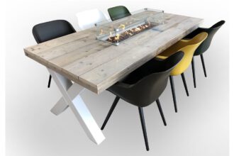Steigerhouten tuintafel met sfeerhaard vanaf 200×100 cm